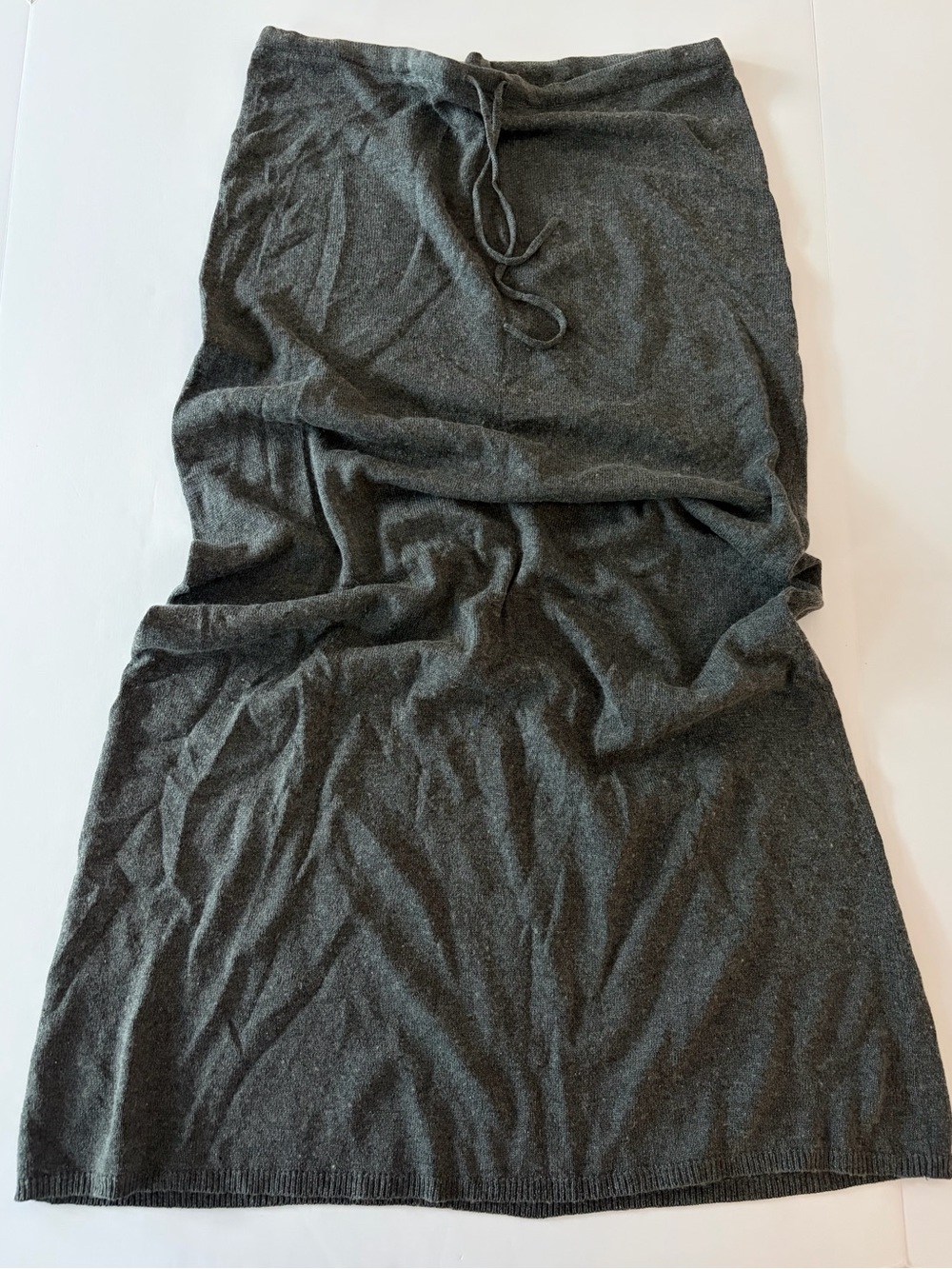 Vintage Leslie Gifford Dark Gray Silk Cashmere Maxi Skirt Women’s Size Medium